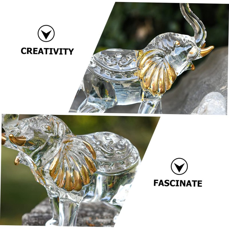 Gatuida Crystal Elephant Figurine Elegant Desktop Decor Craftsmanship Crystal Material
