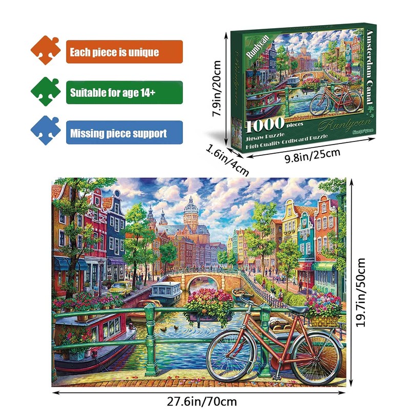 Jigsaw Puzzles 1000 Pieces Puzzles for Adults 1000 Piece-Amsterdam Canal