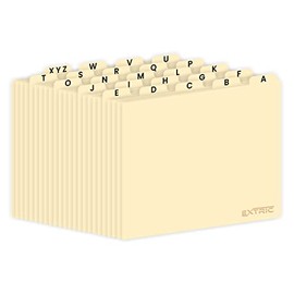 25 Alphabetical File Organizer - Letter Size File Cabinet Dividers and Desk Organizer, Heavyweight Manila Guides File Dividers