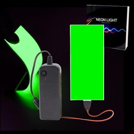 Flexible Led Panel,Electroluminescent Panel Sheet EL Tape Cuttable Soft for Mask Eye Cosplay Party Decor DIY-Continuous/Slow Flash/Fast Strobe 12x5cm Green