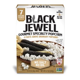 Black Jewell Gourmet Microwave Popcorn, Healthy Popcorn Snack, No Salt No Oil, 8.7 Ounces (Pack of 3)