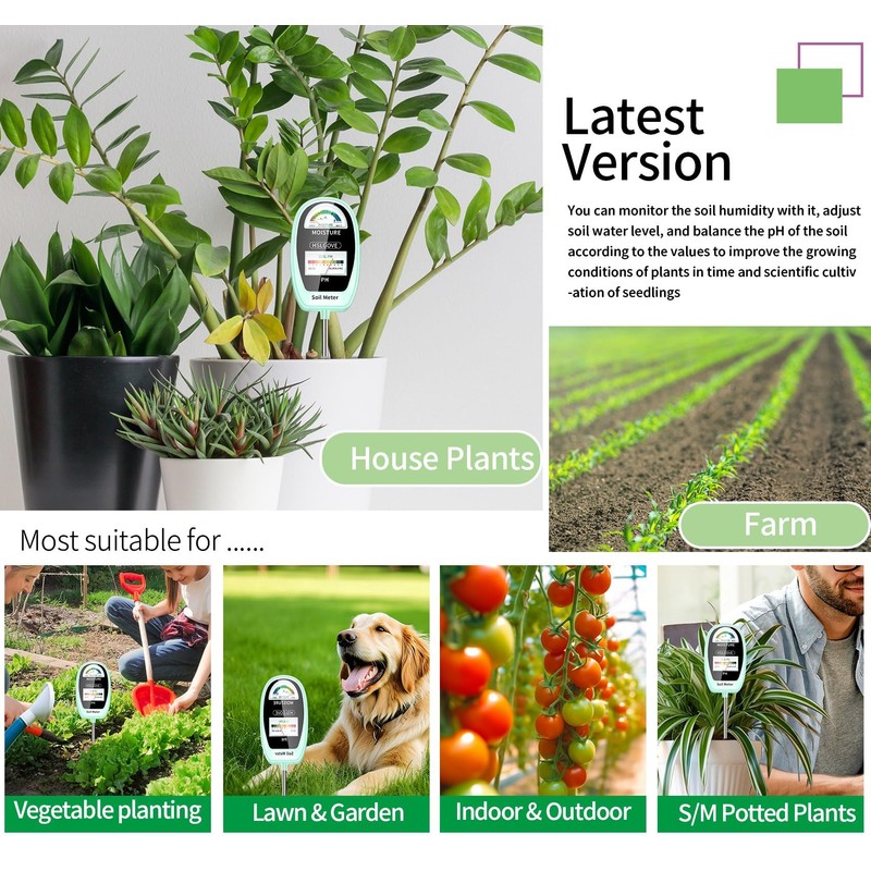 HSLGOVE Soil Test Kit, 2-in-1 Soil Moisture Meter/Soil PH Meter,