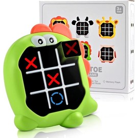Tic Tac Toe Game Console,3-in-1 Handheld Puzzle Game Console,Portable Travel Games for Home Entertainment & Party,Birthday Gifts for All Ages:_Dinosaur 