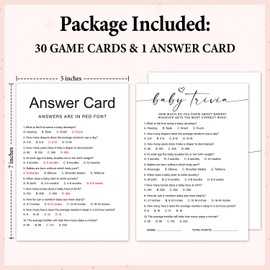 Zyoge Baby Shower Game - Baby Trivia Game Cards for New Parents, New Mom & Dad Card, Gender Reveal Boy or Girl, 30 Set Minimalist Baby Shower Party Supplies -06