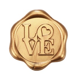 Mogokoyo 50Pcs Wax Seal Stickers, 1.14inch/29mm Antique Gold Envelope Seal Stickers, Love Vintage Wedding Invitation Stickers for Valentine's Day Birthday Bridal Shower Christmas Party Supply