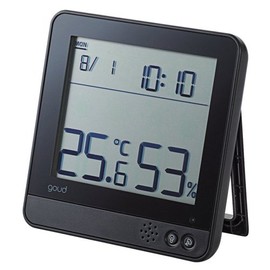 ELECOM OND-02BK Temperature and Humidity Warning Meter, Heatstroke and Virus Compatible, Large Screen, Black