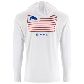 Simms Men's Tech Hoody, Artist Series, White/Trout Flag, XX-Large