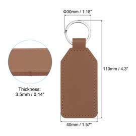 PATIKIL Sublimation Keychain Blanks, 4 Pack PU Leather Keychain Blanks Key Fob with Rings for DIY Keyring Car Home Keys, Light Brown