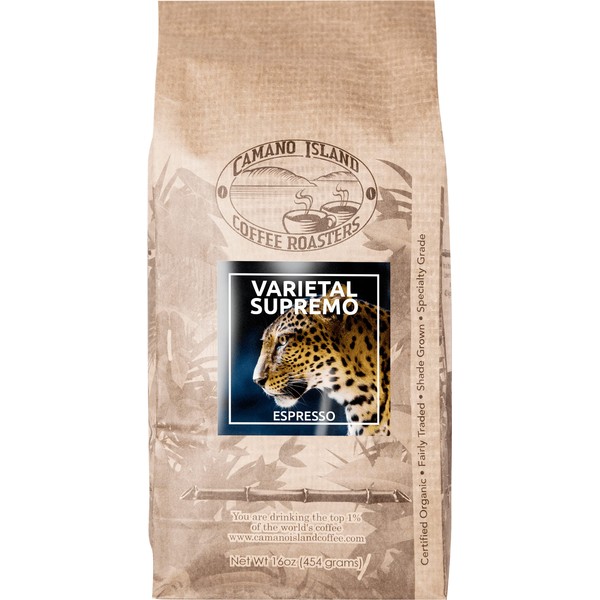 Camano Island Coffee Roasters Varietal Supremo Espresso Blend, Ground 1lb,