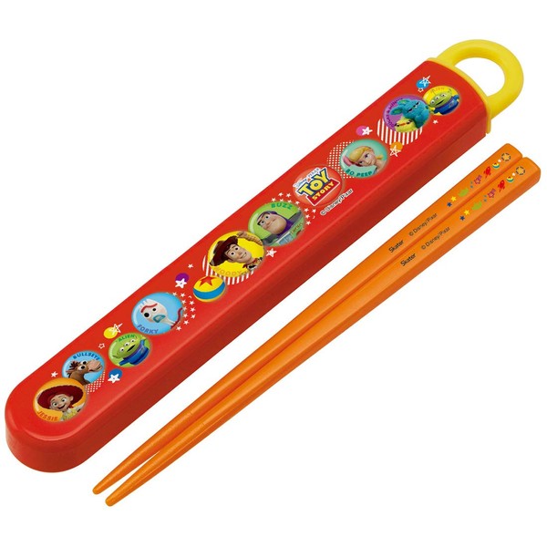 Skater ABS2AMAG Children's Antibacterial Ag+ Chopsticks & Chopsticks Case Set, Toy Story, 6.5 inches (16.5 cm), Made in Japan