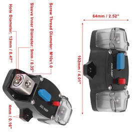 DC 12-24V 250Amp Circuit Breaker Audio Automotive Inline Fuse Holder Protector for Car Truck Boat RV