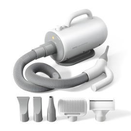 REDMINUT Dog Hair Dryer High Velocity Blower with 5 Different nozzles Pet Grooming Hair Dryer for Dogs Cats Multi Gear Heating Stepless Speed Regulation Adjustable Speed and Temperature