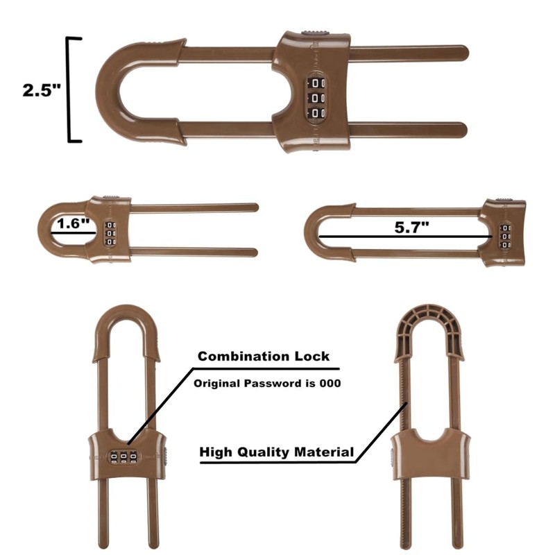 4 PACK Child Proof Sliding Cabinet Door Code Locks Baby