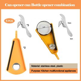 WYRGQIQN Manual Can Opener, Pack of 3 Can Openers + 2 Multi-purpose Openers, Can Opener, Can Opener, Can Opener, Kitchen Aid, 10 x 3 cm, for All Types of Food in Cans