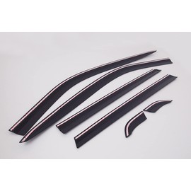 AUTOCLOVER Tape-On Rain Guards Window Visors 6 Pcs Set for Hyundai Palisade 2020 2021 2022 2023 2024 / Window Deflectors, Out-Channel Vent Shades (Chrome Line Black)