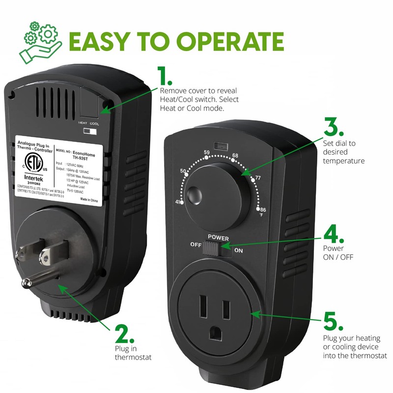 EconoHome Termostato ajustable, termostato universal de calefacción y refrigeración, compatible