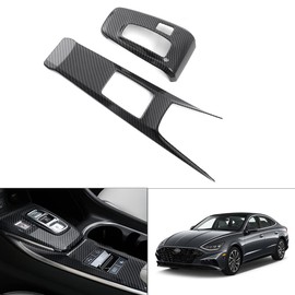 Karltys Gear Shift Cover for Hyundai Sonata DN8 SE/SEL/SEL Plus/Limited/N Line 2020-2023 Accessories Carbon Fiber Interior Center Console Gear Shift Panel Cover Trim Sticker ABS 2PCS