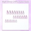 Short Almond False Nails - 24Pcs Purple Glitter Almond Press