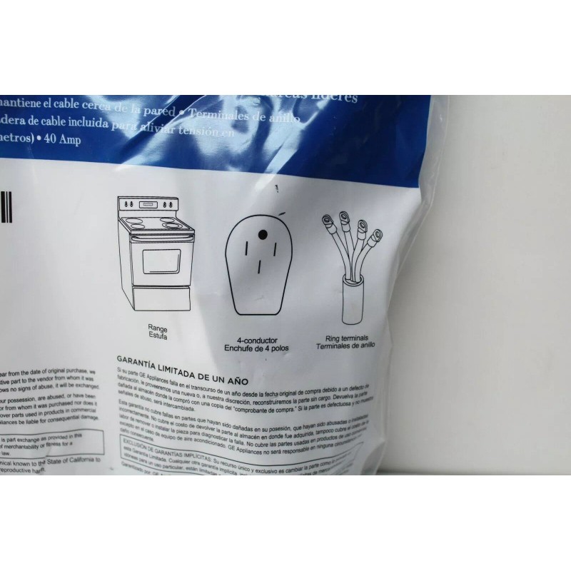 GE WX09X10035 Range Power Cord/4-Wire - 4 ft. 40 amp
