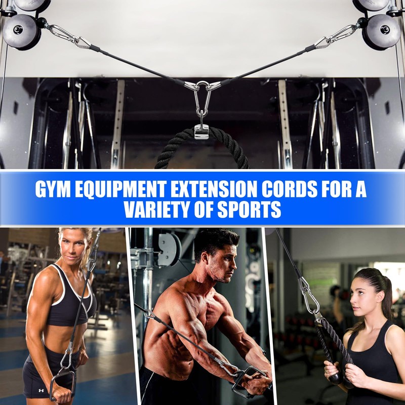 TOBWOLF 2PCS 10" Gym Extension Cable, Fitness Extension Rope Attachments