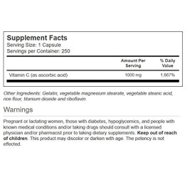 Vitacost Brand High Potency Vitamin C 1000 Mg Antioxidant Support 250 Capsules Gluten Free