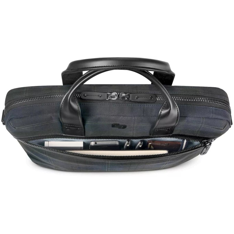 Solo Bryce Slim Brief Waxed Canvas Blue Plaid