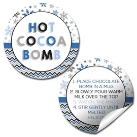 Blue & Silver Snowflakes Themed Hot Cocoa Bomb Sticker Labels, Total of 40 2" Circle Stickers (20 sets of 2) by AmandaCreation