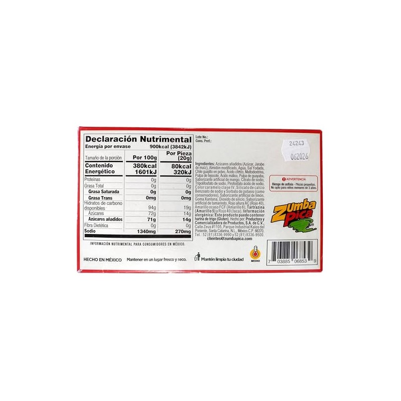 Zumba Pica Zumba Roll Mango - Caramelo suave sabor tamarindo