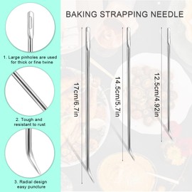 AIEX 15pcs Roasting Trussing Needle, Stainless Steel Poultry Trussing Needle Barbecue Skewers for Turkey Roasts Rolled Meats Supplies (3 Sizes)