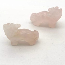 PremiumBead Rose Quartz Standing Wolf Coyote Animal Beads | 21x17x7.5mm | Pink