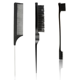 Slick Back Haarbürste, Rattenschwanzkamm 3 Stück, Hair Slick Brush, Edge Control Brush, Bristle Hair Brush, Teasing Brush, Brush for Curly Hair, Hair Brush Set, Smoothing Brush for Slick Back Hair,