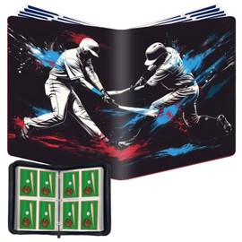 Baseball Card Binder,4-Pocket Cards Holder,Trading Card Binder Fits 400 Cards With 50 Removable Double Sided Sleeves,Portable Cards Album Case for Sports Cards Collection
