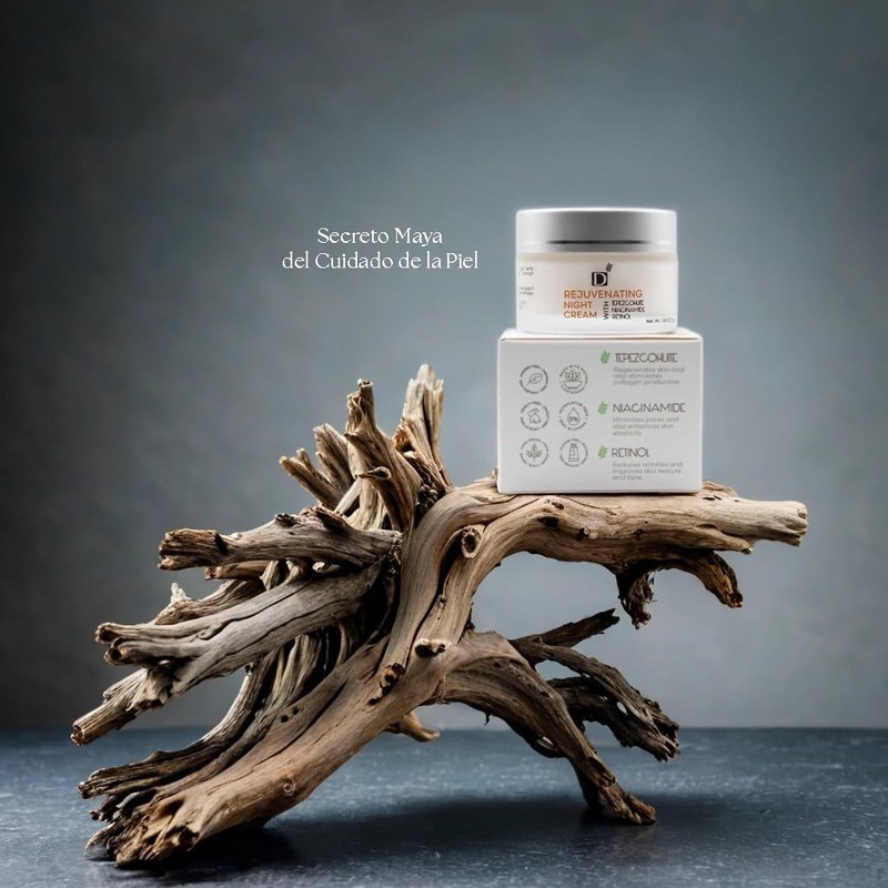 Crema rejuvenecedora de noche con tepezcohuite, retinol, y niacinamida -