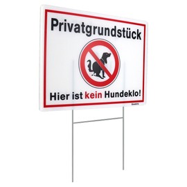Goodvia Privatgrundstück Kein Hundeklo Sign, 32 x 24 cm, Hartschaumplatte Sign with H-Bracket, XL Verbotsschild Hier Kein Hundeklo/Schild Keine Hundetoilette with UV Protection
