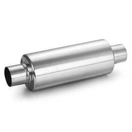 A-KARCK 2.5" Inlet Exhaust Resonator, 2.5" Inlet 2.5" Outlet 13.8" Overall Length Muffler Resonator Stainless Steel Polished