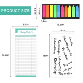 TANCUDER 96 Sheets Budget Sheets, Refill Paper A6, Budget Planner Paper, 6 Colours Budget Sheets, Refillable Note Paper, Budget Planner Sheets with Stickers for Loose Leaf Notebook, Notepads