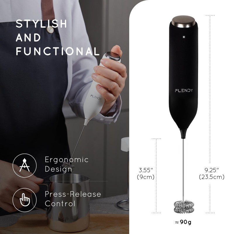 Flendy Rechargeable Milk Frother Handheld, Coffee Frother Handheld with USB-C