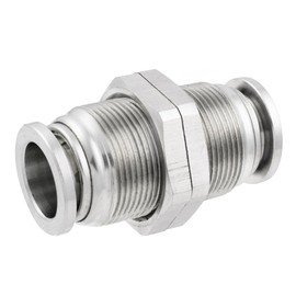 Yoebor Stainless Steel 304 Pneumatic Push to Connect Bulkhead Union 3/8" OD x 3/8" OD Tube Fitting 1pc