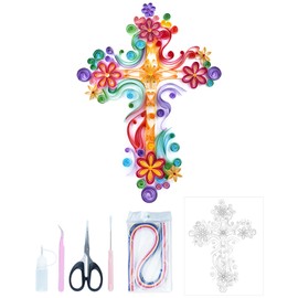 Uniquilling Quilling Kits Paper Quilling Kit for Adults Beginner, 16 * 20in Cross with Paper Quilling Tools& Using Manual, DIY Kits for Adults Paper Filigree Painting Kits Wall Art Decor