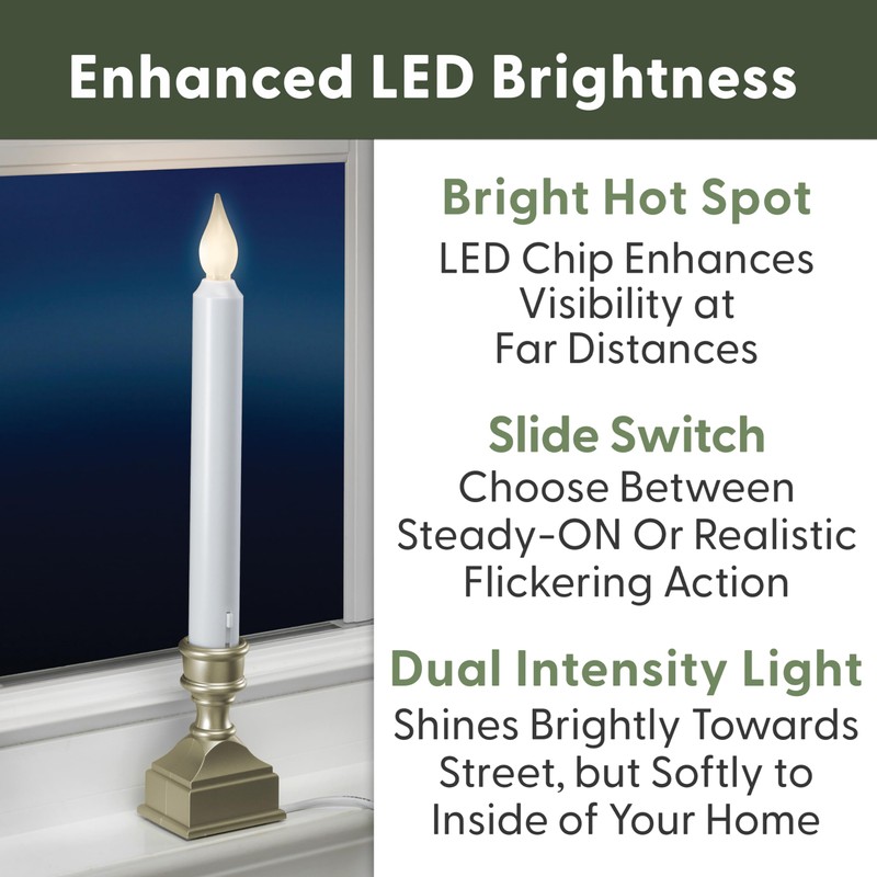 612 Vermont LED Electric Window Candles with Bright Hot Spot,