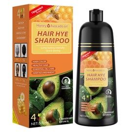Chestnut Brown Hair Dye Shampoo 3 in 1 for Women & Men 100% Gray Hair Coverage - Herbal Ingredients Natural Plant Hair Color - Hair Dye in Minutes 500ML