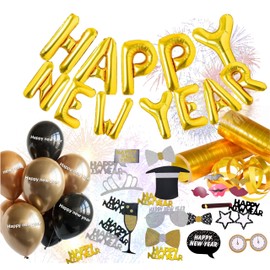 TK Gruppe Timo Klingler XXL New Year's Eve Decoration Set 2020 with Balloons, Streamers, Latex Balloons, Confetti, Photo Props as Decoration for New Year