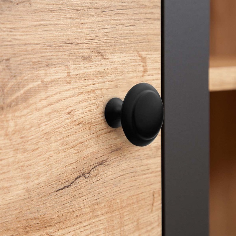 12 Pack Black Round Cabinet Hardware Knobs 1.18 Inch Flat