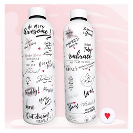 Girl Power 24/7 Be Unstoppable Inspirational 24oz Stainless Steel Water Bottle with Motivational Quotes. Boss Lady Gifts, Daily Affirmations for Women, Girl Boss Water Bottle