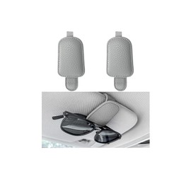 zipelo Sunglasses Holders for Car Sun Visor, 2PCS Magnetic Leather Vehicle Glasses Hanger Clip for Ticket Card, Auto Interior Eyeglass Organizer Accessories, Universal for SUV Sedan Truck (Gray)
