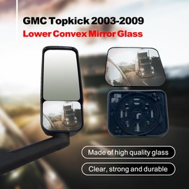 SPLENDID Replacement Mirror Glass for 2003-2009 Chevy Kodiak, 2003-2009 GMC Topkick C4500 C5500 C6500, Heated Wide Angle Convex Mirror, High Reflective, Driver/Passenger Side (OEM: 19120556)