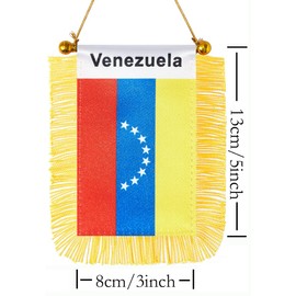 CANTENDO 2 Pack Venezuela Window Hanging Flag,Mini Venezuelan Car Flag with Pole Tassel Suction Cup Rearview Mirror Decoration(3x5 Inch)