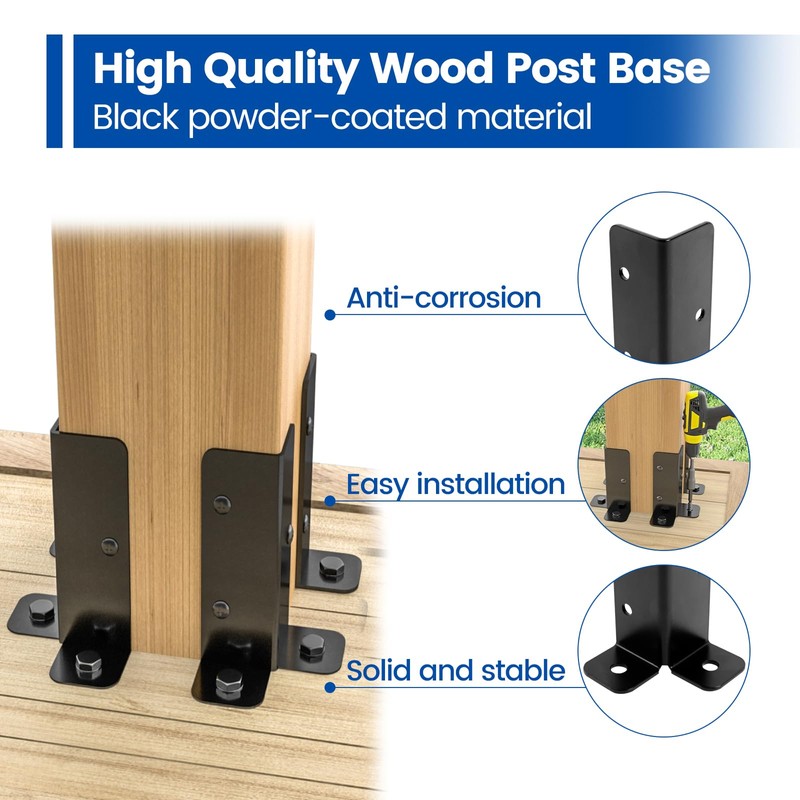 Muzata 4Pack Adjustable Post Base Brackets Fit 1.5x1.5 2x2 2x4