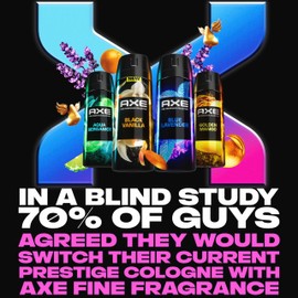 AXE Fine Fragrance Collection Premium Deodorant Body Spray for Men - Variety Pack - Blue Lavender, Aqua Bergamot, Golden Mango, & Black Vanilla - Pack of 4 72H Odor Protection, Aluminum Free, 4 oz