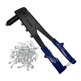 Remachadora Manual 10” Profesional con 4 Boquillas Intercambiables y 60 Remaches - Diseño Reforzado y Potente para Uso Rudo, Profesional y Trabajo Pesado VEKER